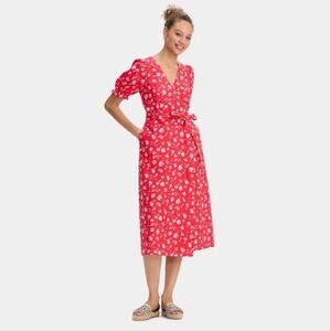 Women's Puff Short Sleeve Midi Wrap Dress - Universal Thread Red Floral.